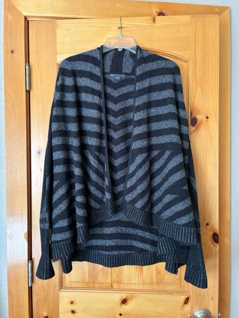 Armani Exchange Black & Gray Striped Open-Front Cardigan
